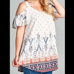 Women's Cold Shoulder Printed Top